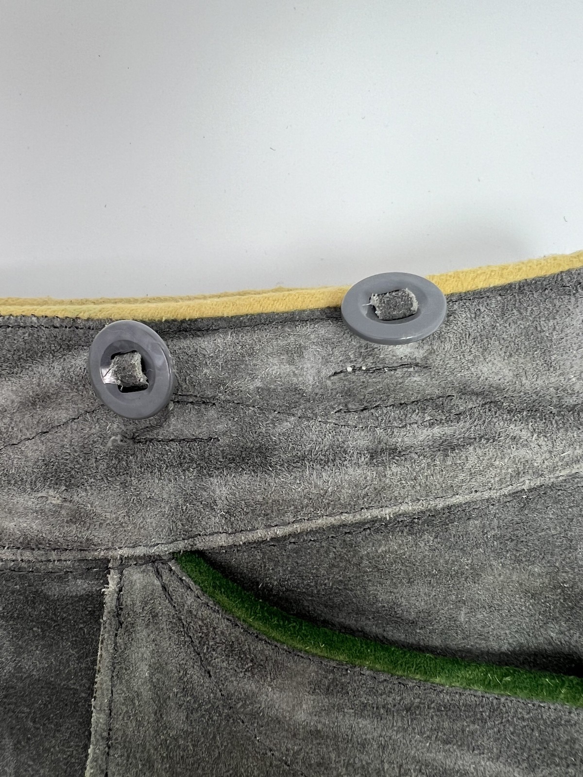 Lederhosen Oktoberfest Suede Leather Gray Shorts Green Trim No Size Tag