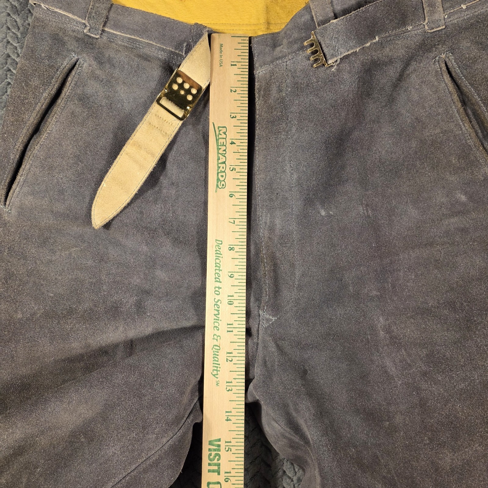 Vintage West Germany Suede Lederhosen Mens M (35) Gray Kniebundhosen Oktoberfest
