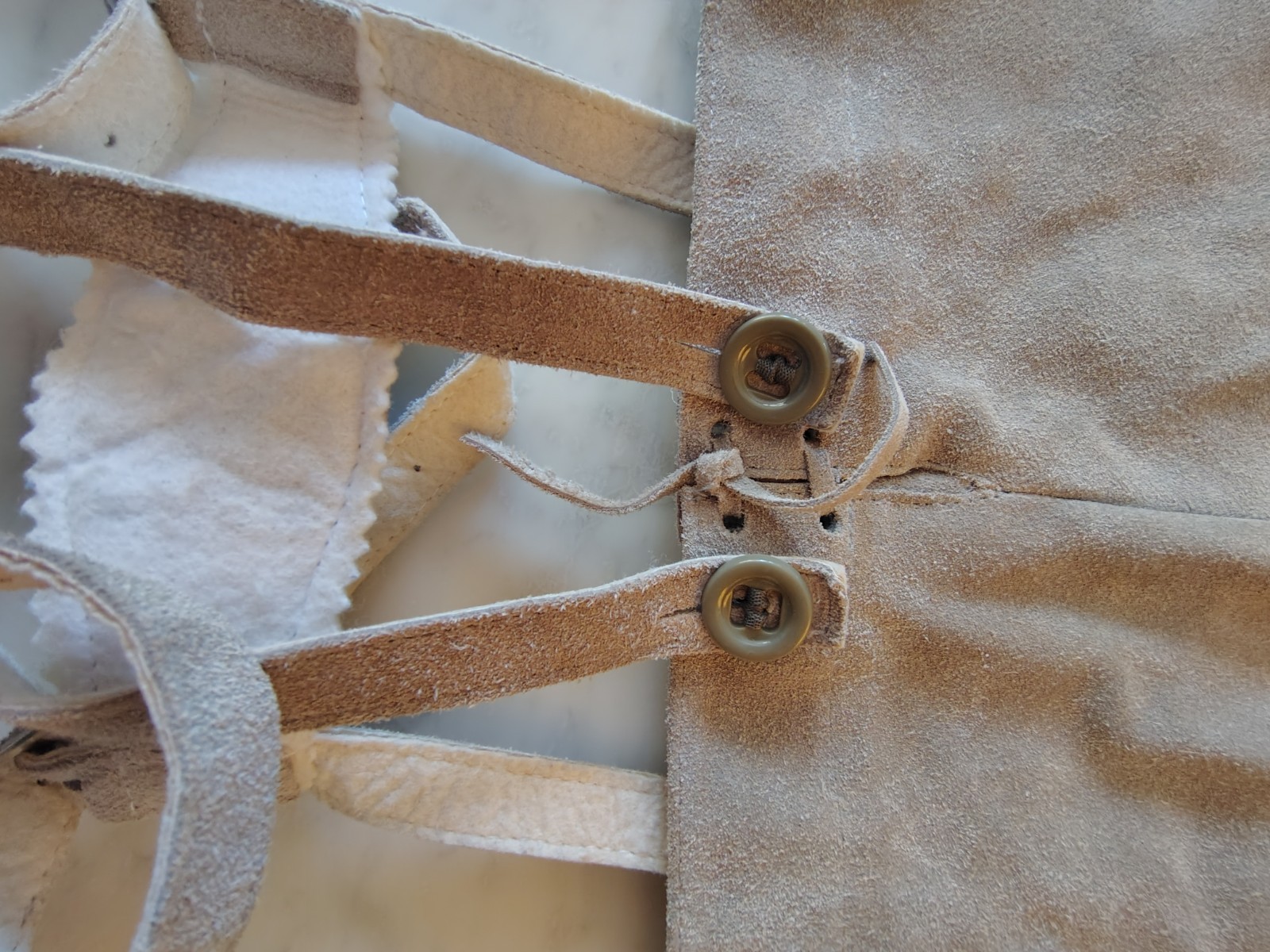 Worn Once Gray Suede Leather Lederhosen German Style Boy Child Sz 116