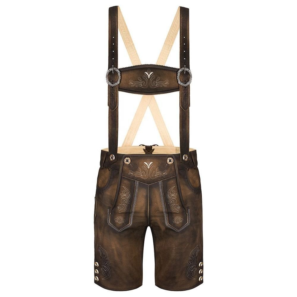 Men’s Lederhosen Shorts German Bavarian Leather Oktoberfest Costume