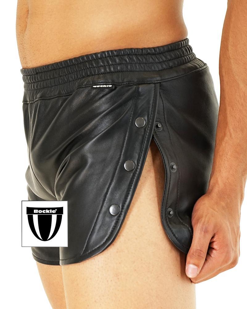 Bockle® Twenty Buttons Sexy Herren Leder Shorts kurze Lamm Lederhose Pants