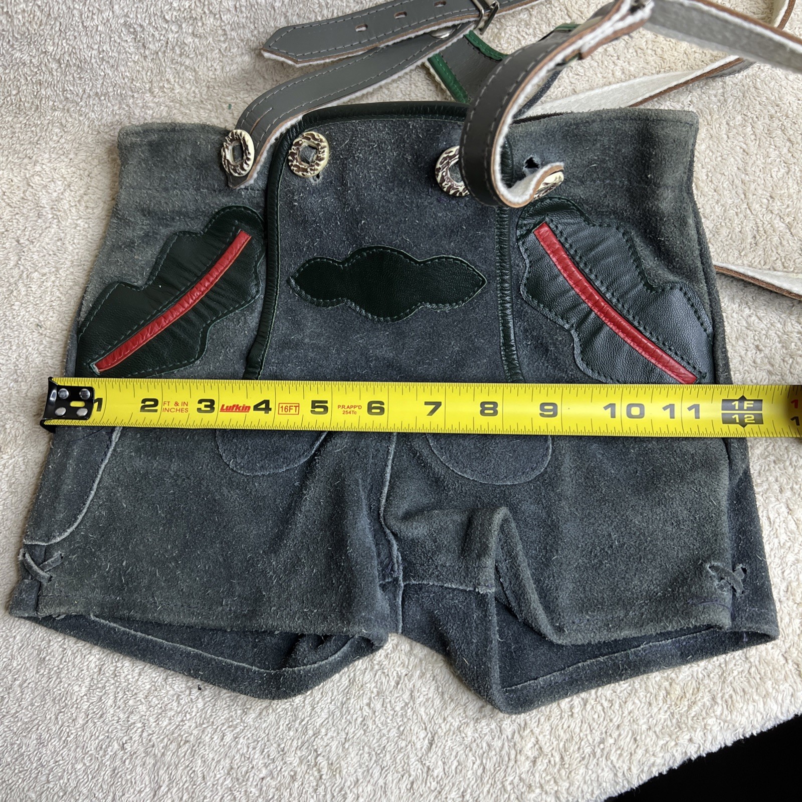 VTG Bavarian German Children’s Lederhosen Gray Suede Leather Shorts