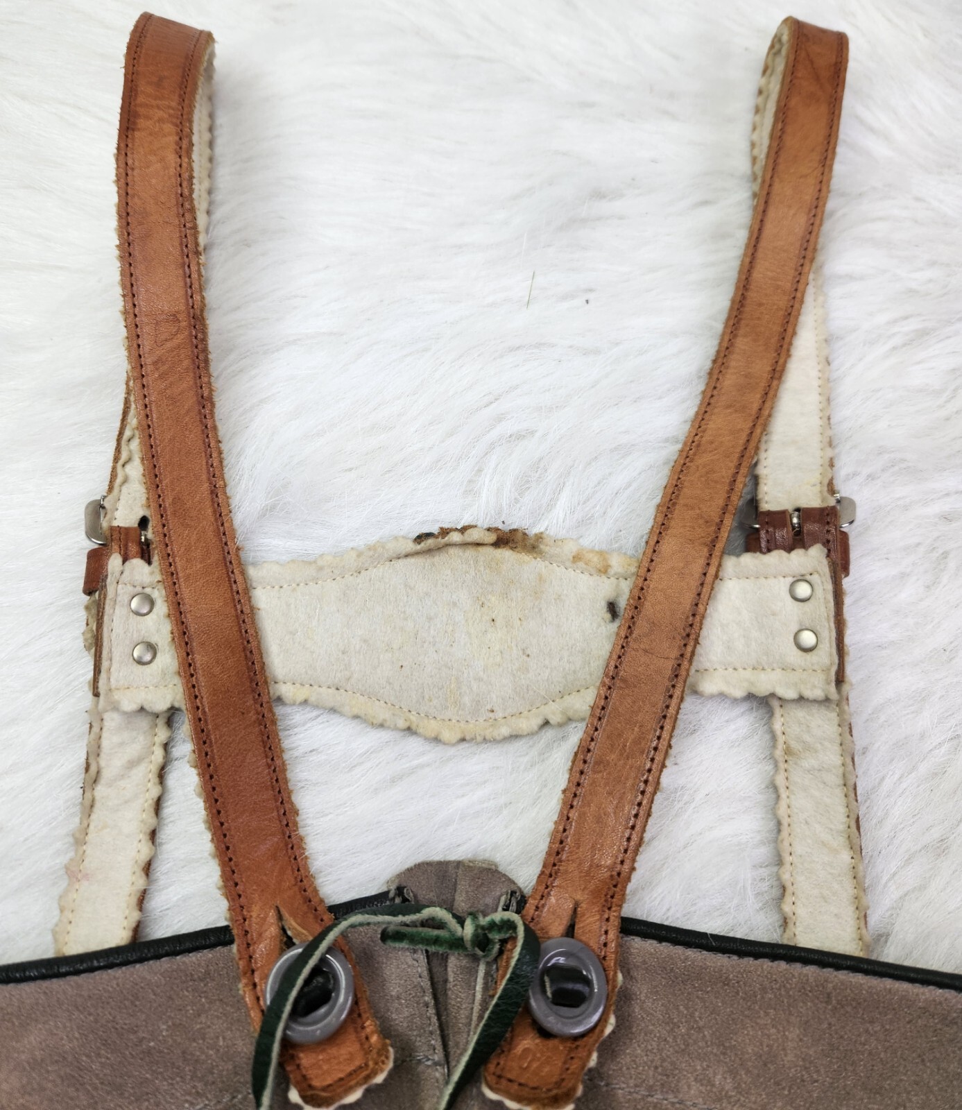 VTG German Lederhosen Child Shorts Suspender authentic Suede Leather Oktoberfest
