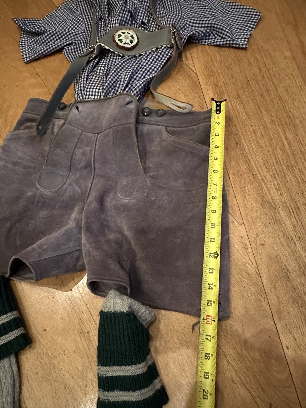 Leather Lederhosen Oktoberfest Set Shirt suspenders socks all made Germany