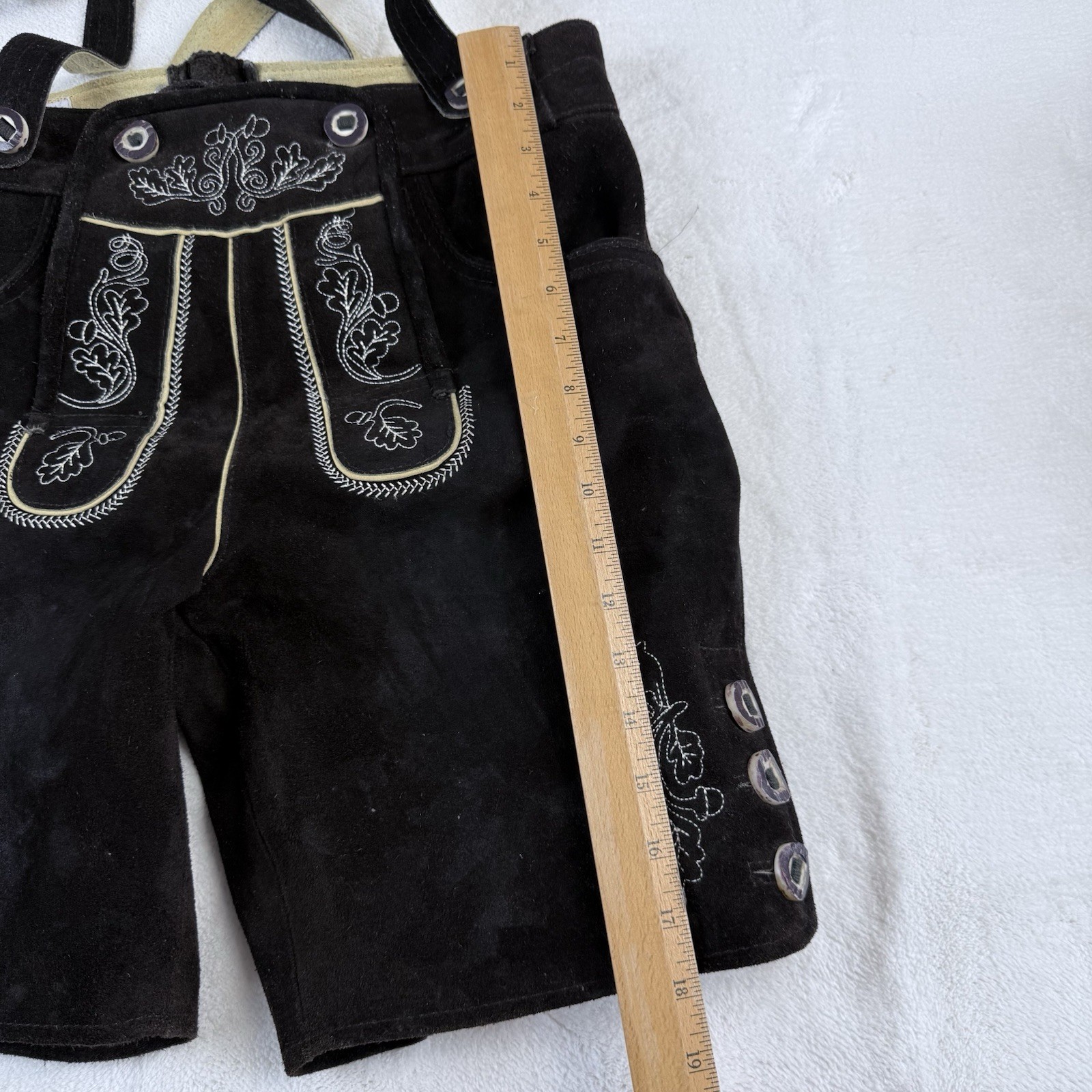 Leather Lederhosen Brown Oktoberfest Shorts Men German Bavarian Pants 46