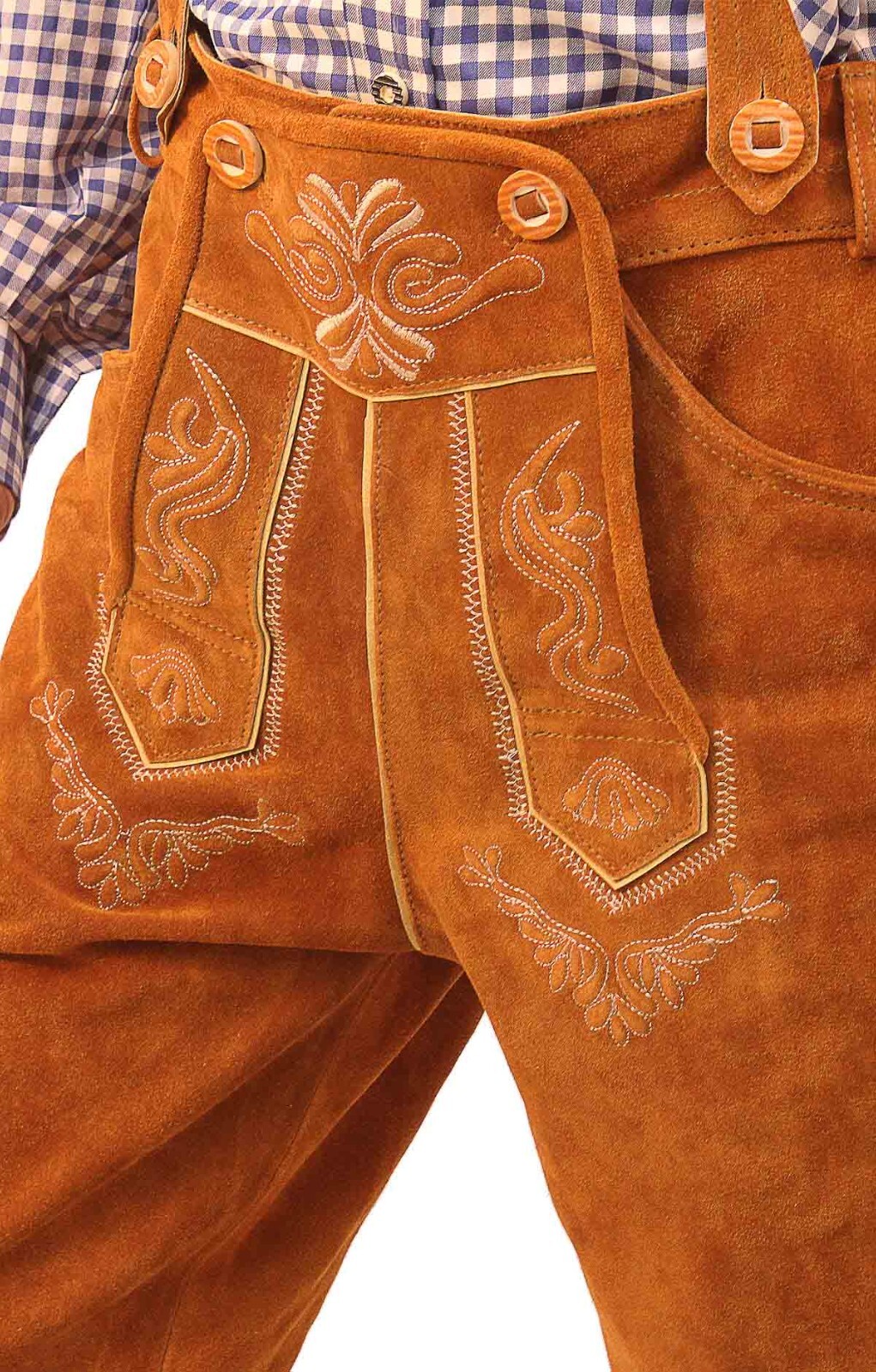 Men’s Bavarian Leather Bundhosen Lavishing Gold Brown Oktoberfest