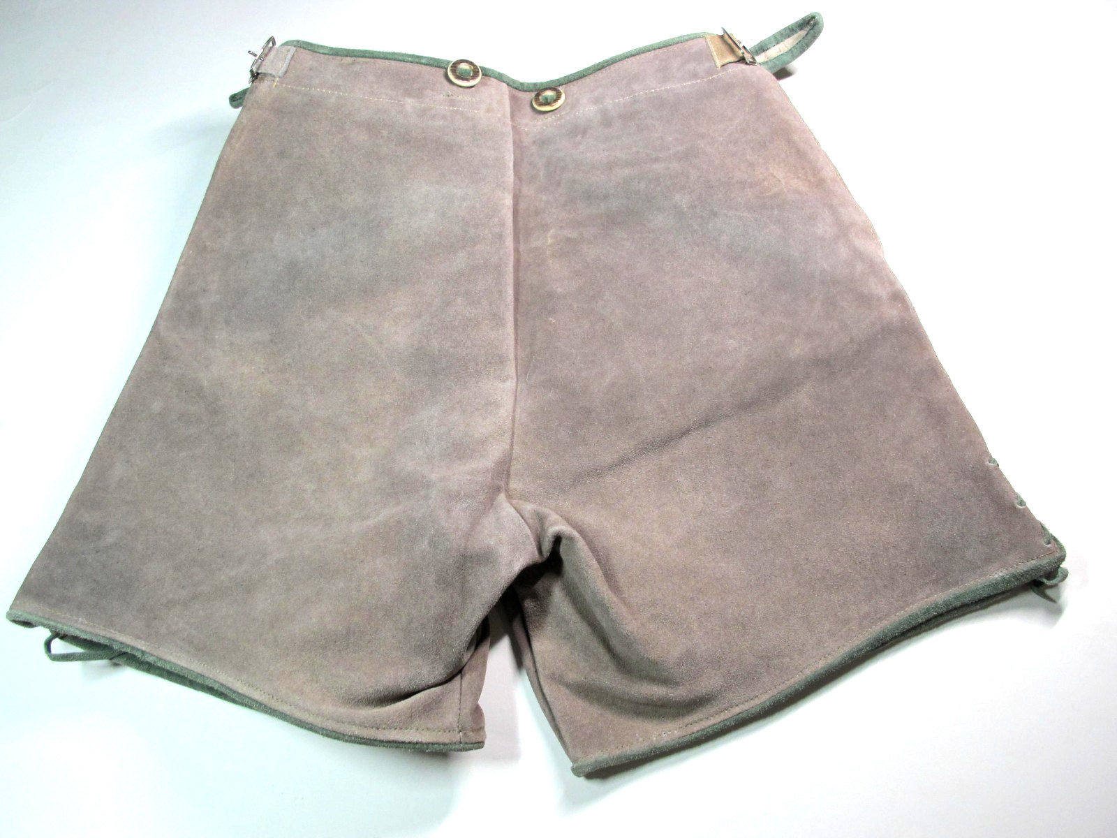 Vintage German Lederhosen Men`s Shorts Gray Suede Leather OctoberFest Folk