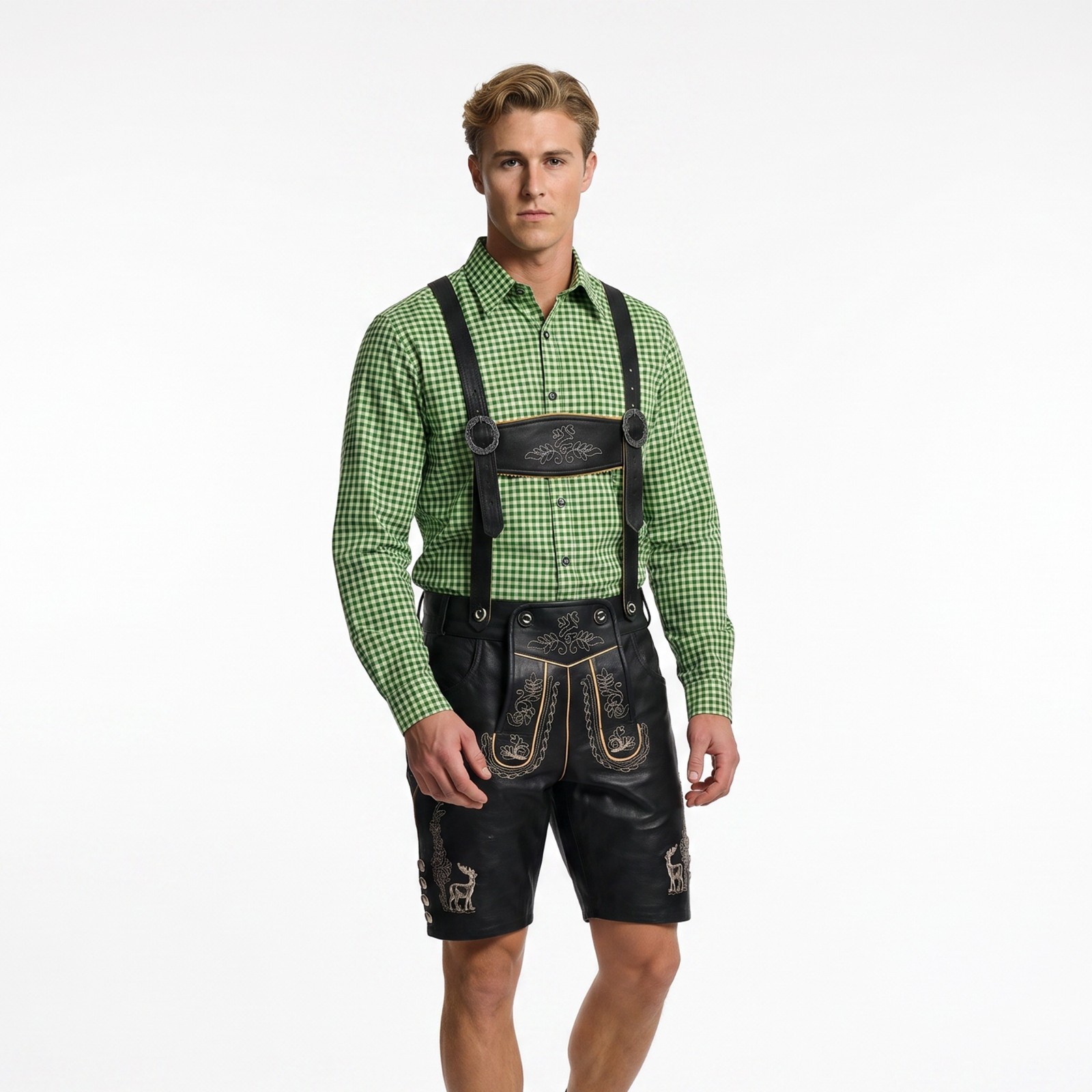 Authentic Lederhosen Albert Black Bavarian Lederhosen Oktoberfest Costume