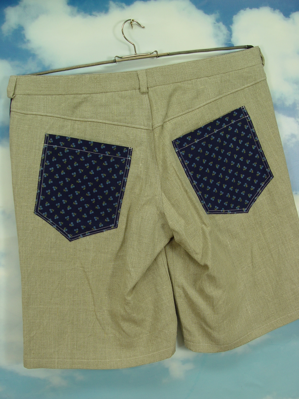 Upcycled men’s shorts short traditional hot pants linen pants UCS003 size 52