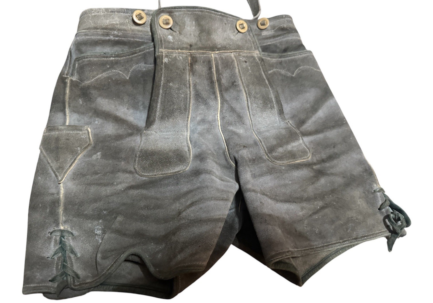 VTG Lederhosen Made Western Germany Suede Leather Shorts Suspenders Oktoberfest