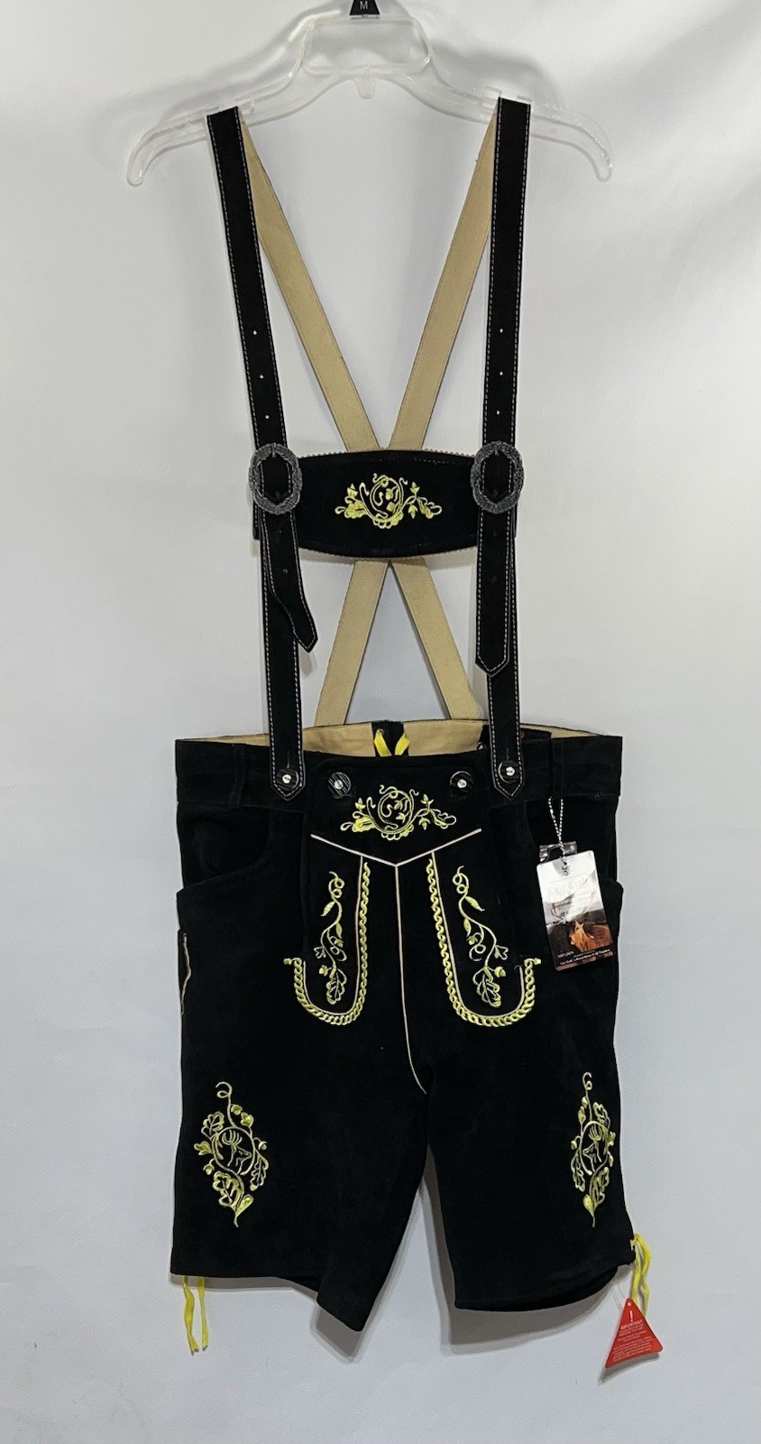 Bavarian Lederhosen Men 36 Suede Lederhosen Black Oktoberfest Costume German