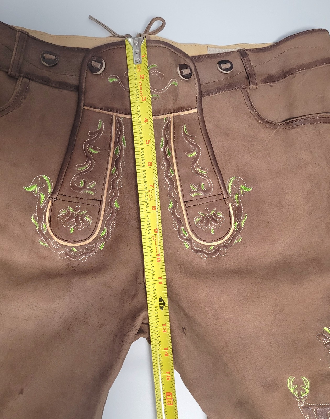 Lederhosen Shorts w/suspendes-Trachten Style-German-Oktoberfest Wear-Sz 60-READ