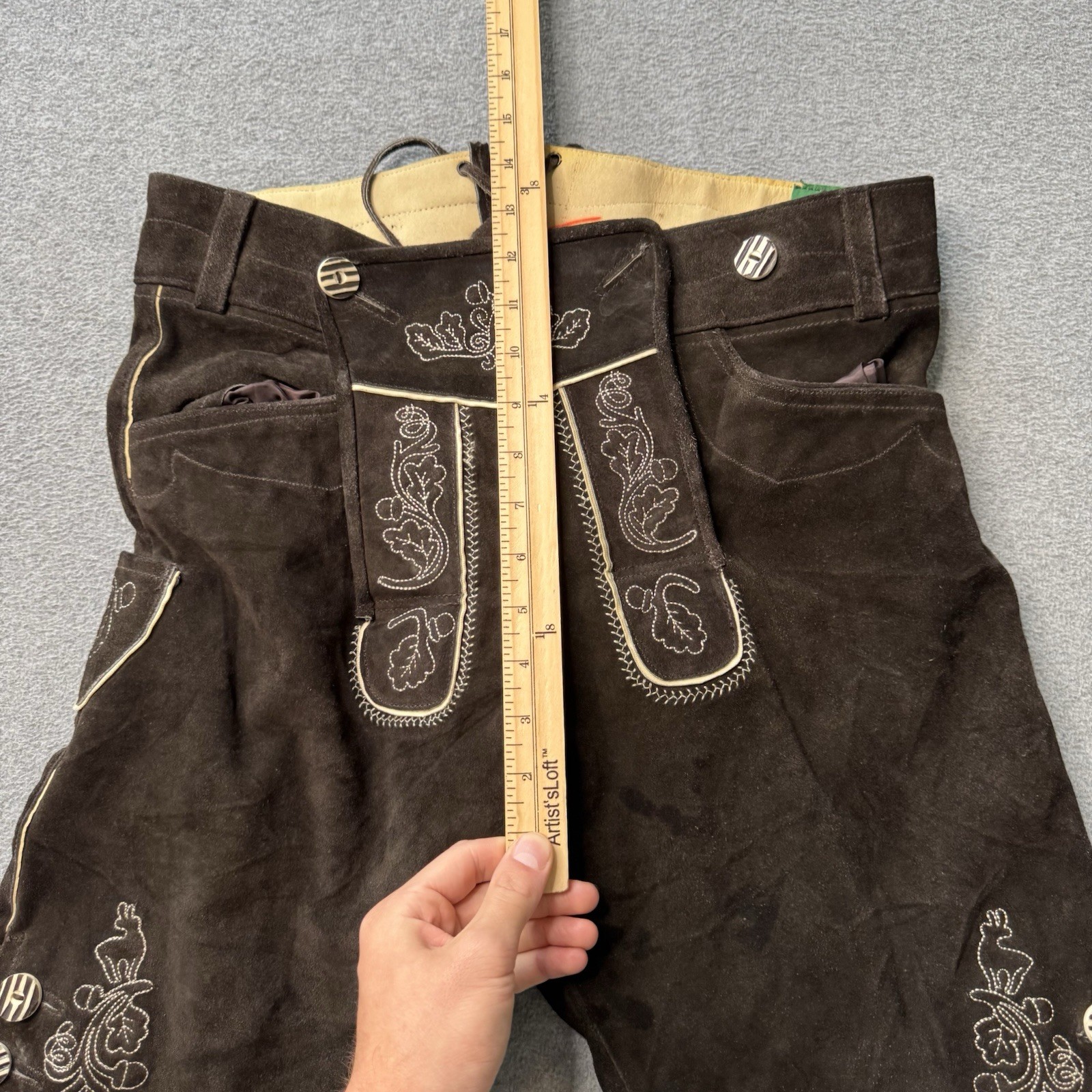 Lederhosen4u Shorts Mens 50 Brown Leather Suede German Oktoberfest Traditional