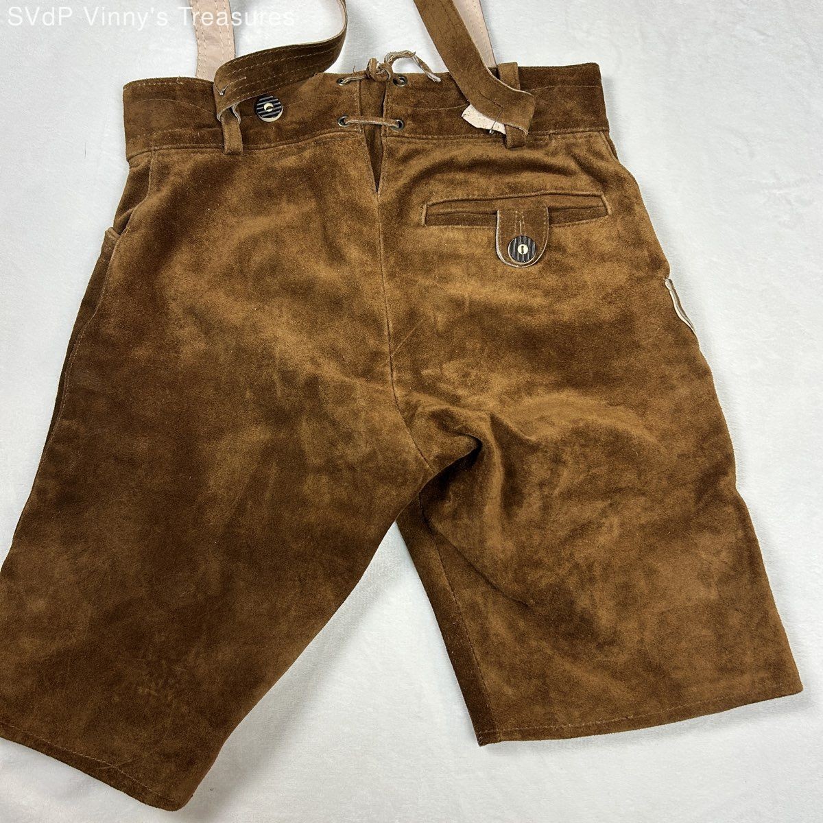 Vintage Edelnice Genuine Leather Embroidered Lederhosen Trachtenmode Sz 46