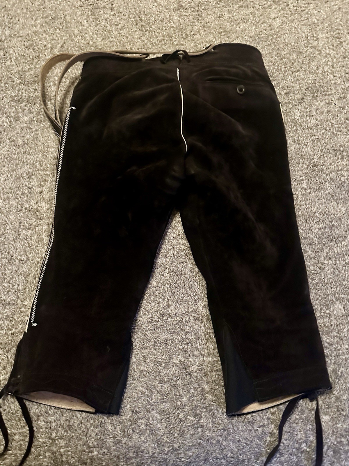 Beckert Modell Embroidered Suede Lederhosen Sz 36 Waist With Suspenders